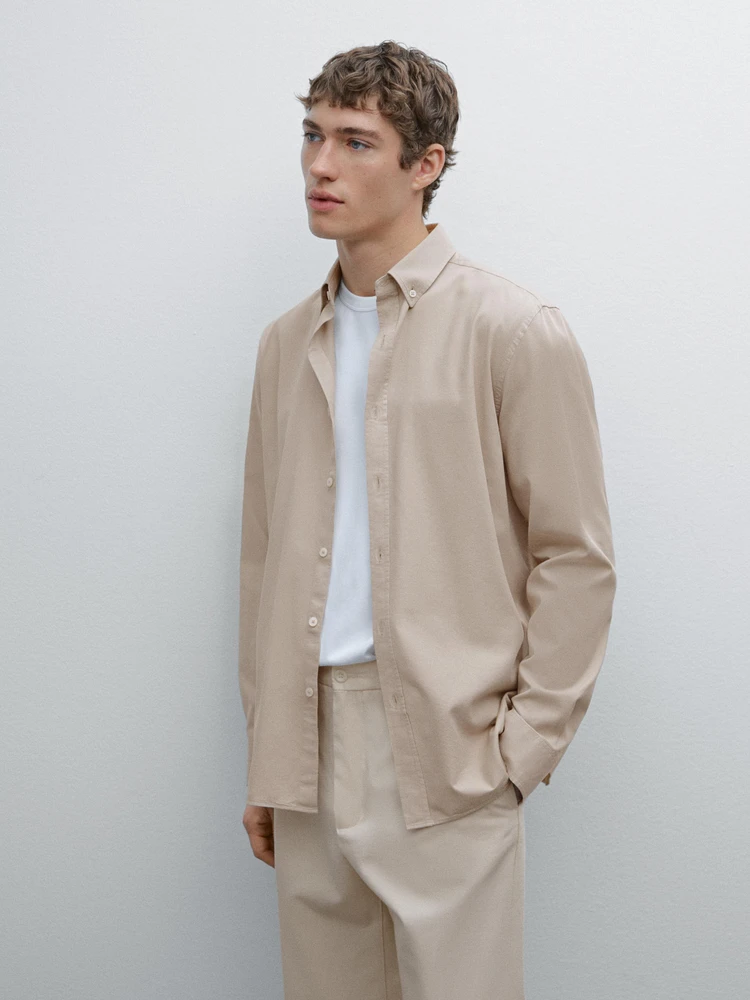 Chemise serge regular fit en coton mélangé