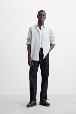 CHEMISE À RAYURES EN COTON ET LIN