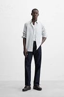 CHEMISE À RAYURES EN COTON ET LIN