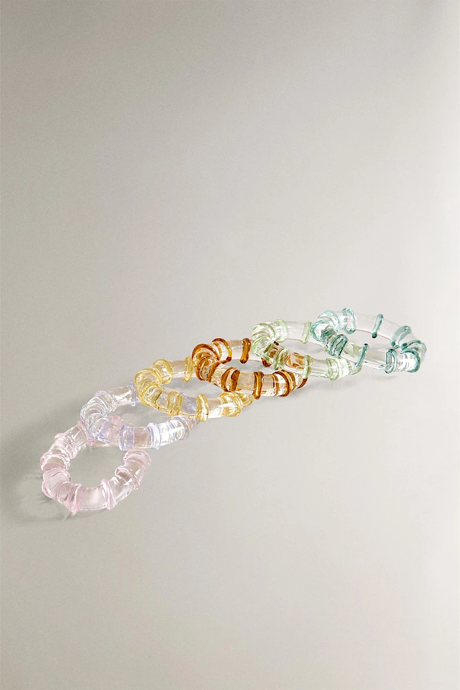 SET OF GLASS NAPKIN RINGS (SET OF 6)