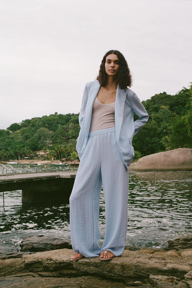 WRINKLE EFFECT WIDE LEG PANTS