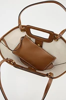 CANVAS TOPSTITCHED SHOPPER BAG
