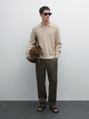 100% linen regular fit trousers