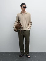 100% linen regular fit trousers