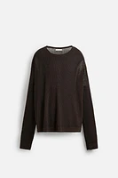 LINEN BLEND TEXTURED SWEATER