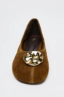 SUEDE LEATHER BALLET FLATS