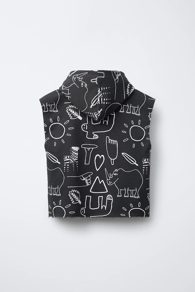 ALL-OVER ALGO DE JAIME © PRINT HOODED VEST