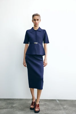 PLAIN KNIT BELTED JACKET