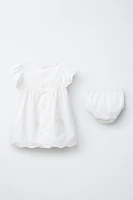 EMBROIDERED BOW DRESS AND PANTIES