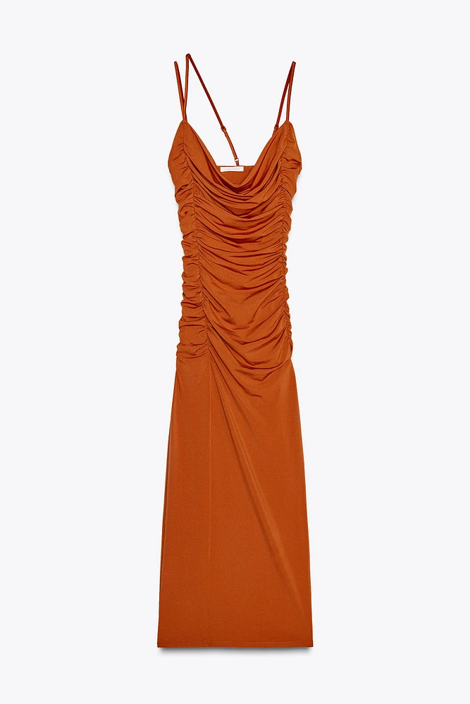 DRAPED RUCHED MAXI DRESS