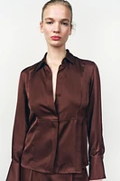 FLOWY SATIN EFFECT SHIRT