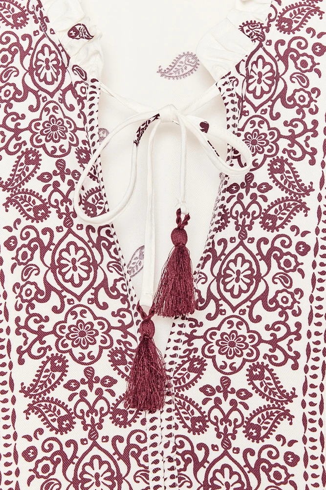 TASSEL PRINT BLOUSE
