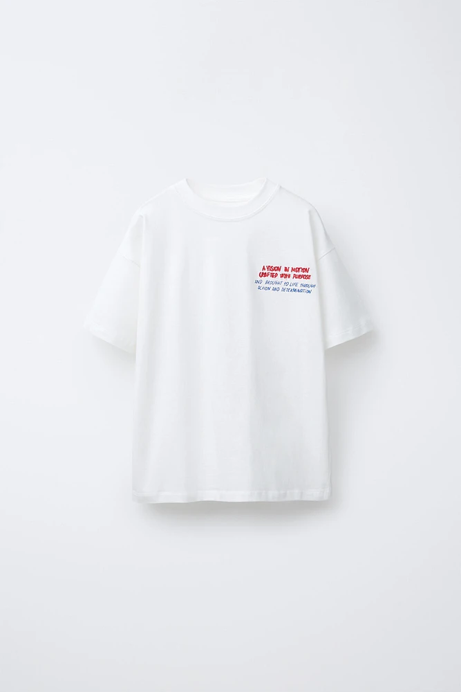 EMBROIDERED TEXT T-SHIRT