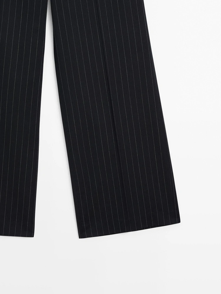 Pantalon à rayures tennis en laine mélangée