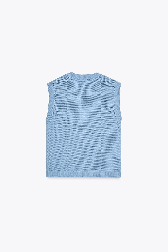TOP GILET EN MAILLE À LOSANGES