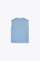 TOP GILET EN MAILLE À LOSANGES