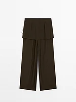 Flowing contrast 100% silk trousers
