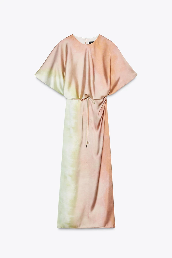 TIE DYE PRINT MIDI DRESS