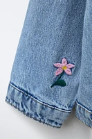 VESTE EN DENIM FLEURS BRODÉES