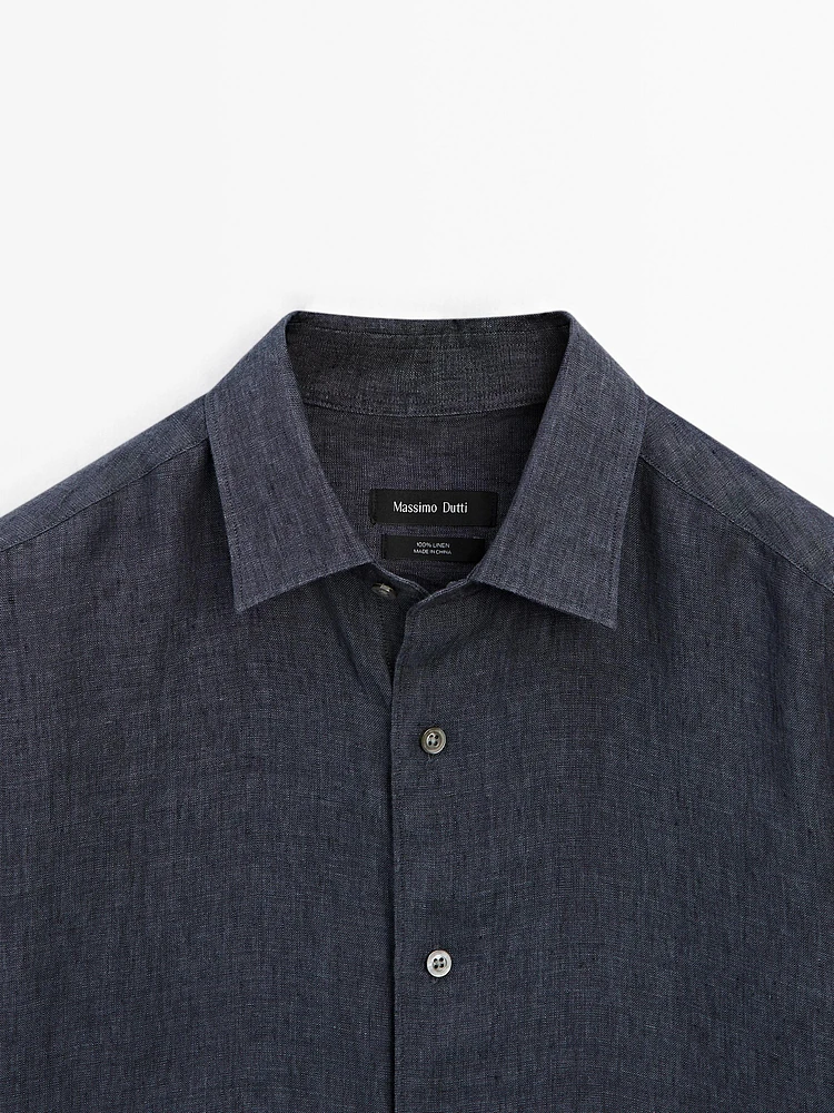 Slim fit faded 100% linen shirt