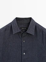 Slim fit faded 100% linen shirt