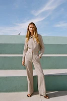 STRAIGHT LEG HERRINGBONE PANTS