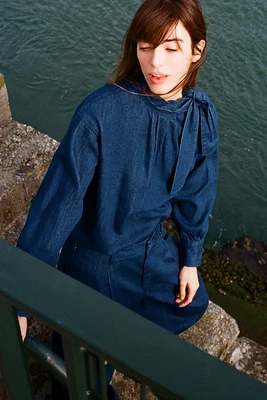 CHEMISE Z1975 EN JEAN AVEC LACET
