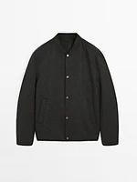 Double-layer wool blend bomber jacket