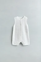 OPENWORK KNIT OVERALL SHORTS