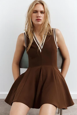 RIBBED GODET DRESS