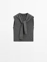 Veste sans manches avec pull en laine mélangée
