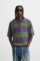 POLO EN MAILLE À RAYURES TEXTURÉ