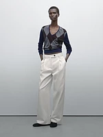 Pantalon large plissé coton
