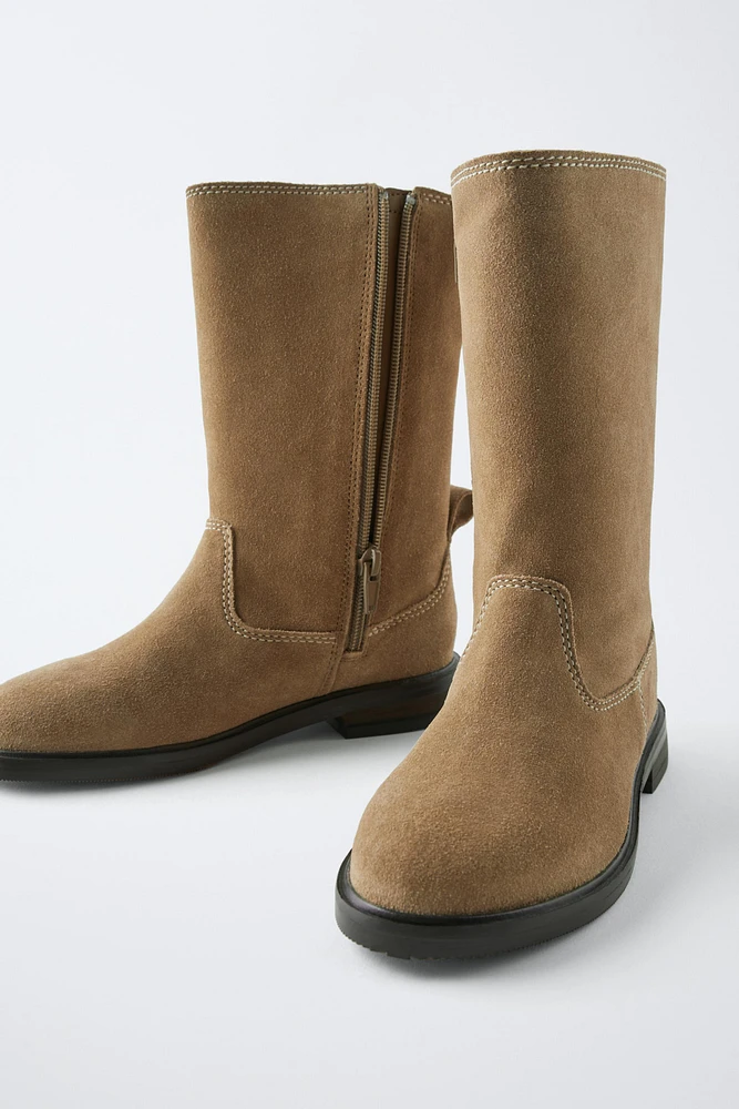 SPLIT LEATHER BOOTS