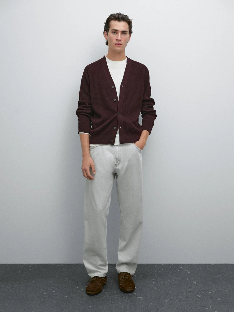 Cardigan texturé 100 % coton