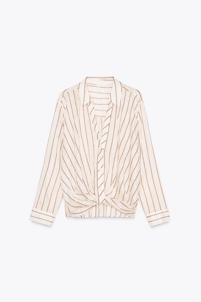CHEMISE À RAYURES ET NOEUD