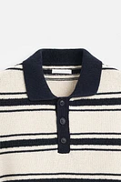 POLO EN MAILLE AVEC JACQUARD À RAYURES