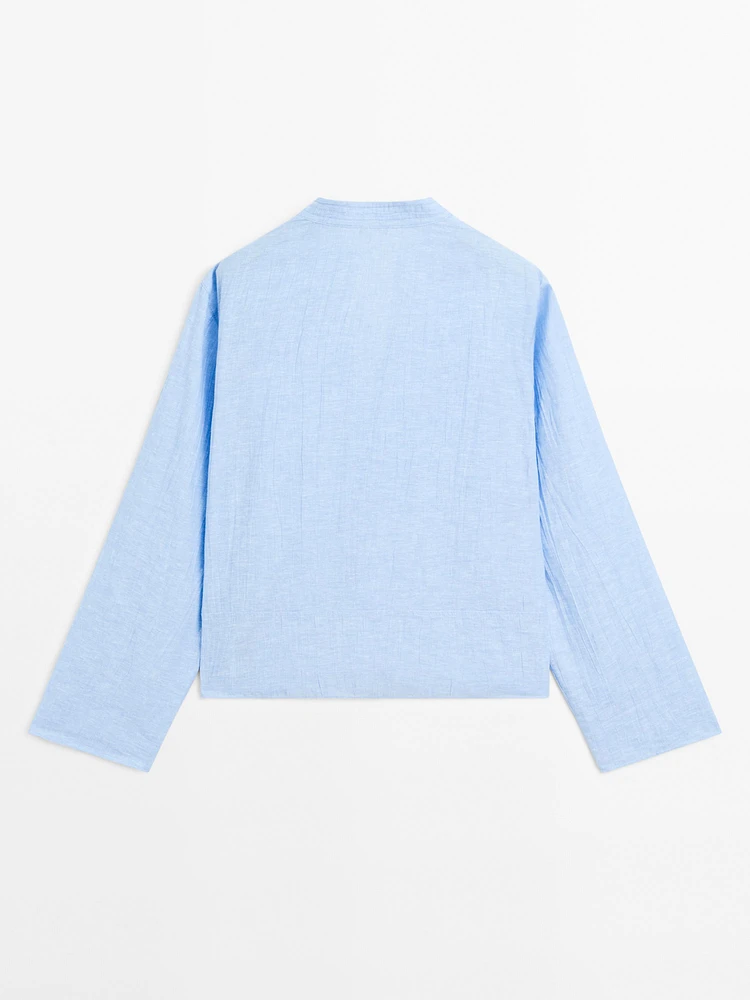 Blouse lin coutures apparentes