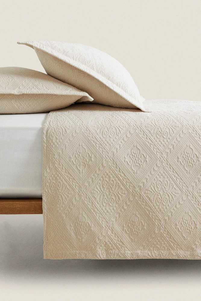 COUVRE-LIT COTON MOTIF GÉOMÉTRIQUE