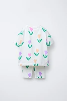 PRINTED JOGGING T-SHIRT AND CYCLING LEGGINGS SET