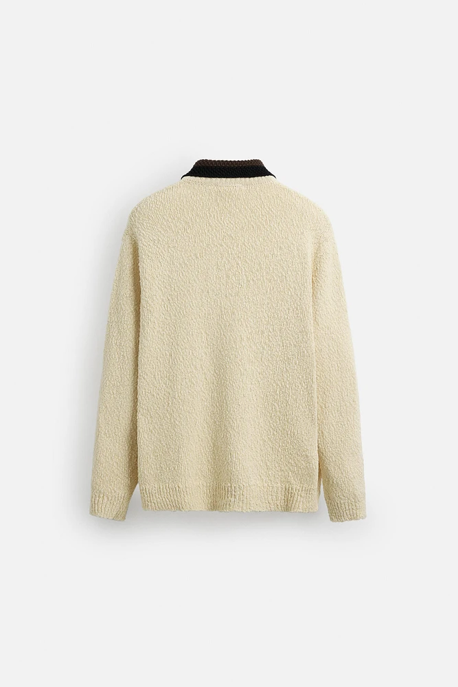 CONTRAST COLLAR CARDIGAN