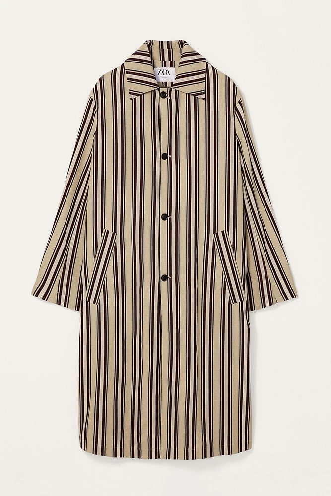 LIMITED EDITION STRIPED COTTON LINEN TRENCH COAT