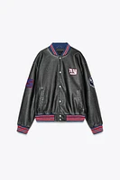 NFL FAUX LEATHER BOMBER JACKET