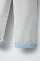 CUFFED WIDE LEG DENIM PANTS