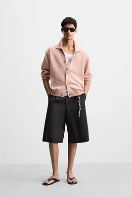 TEXTURED COTTON BLEND CARDIGAN
