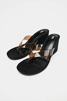 VINYL WEDGE SANDALS