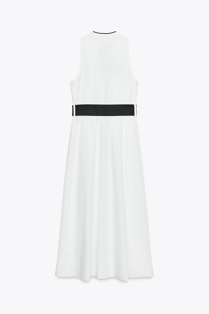 ROBE MIDI EN POPELINE LISERÉS CONTRASTE