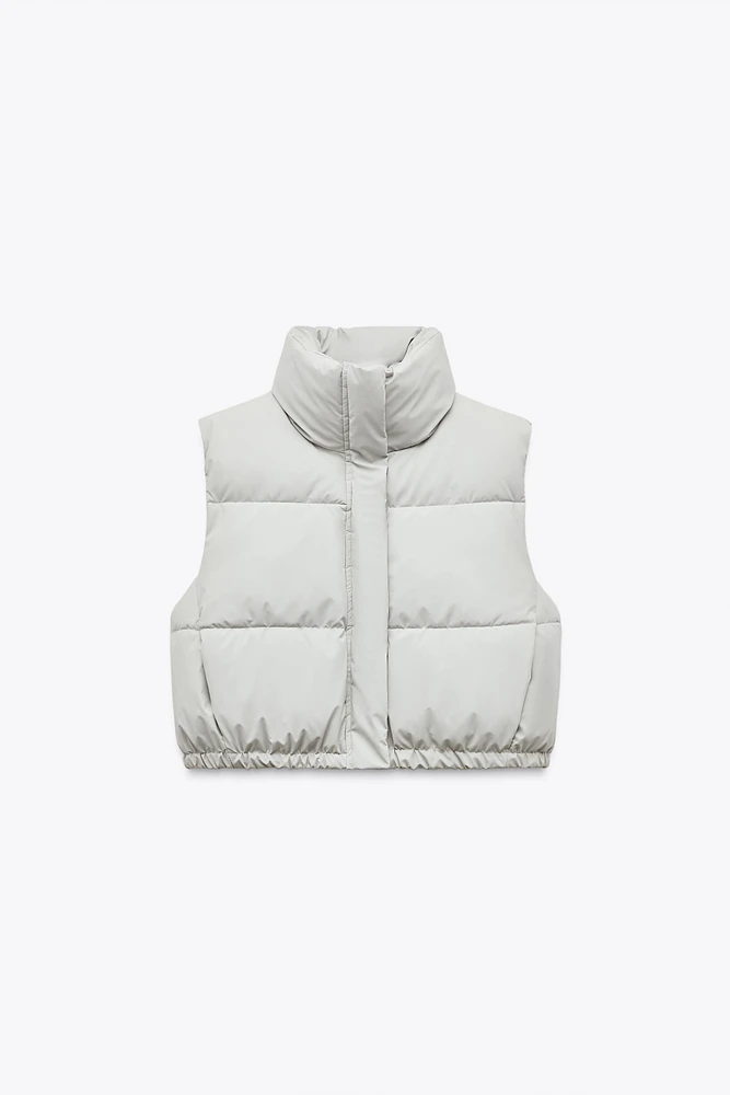 CROPPED RUBBERIZED PUFFER VEST