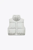 CROPPED RUBBERIZED PUFFER VEST