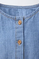 CHEMISE EN JEAN FLUIDE À COL TUNISIEN
